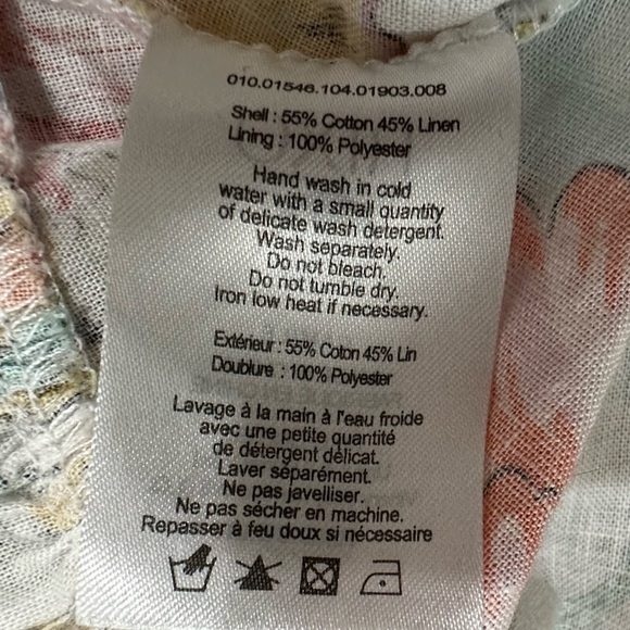 RIXO Camile Printed Cotton Linen Mini‎ Dress Women's Size 4 Ruffle Voile - Picture 15 of 15